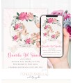Invitación Bautizo Niña Unicornio Rosas  + invitación para móvil